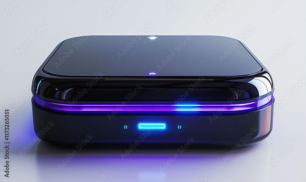 Poster wifi portable device range. sleek black portable wi-fi extender with glowing features for enhanced c