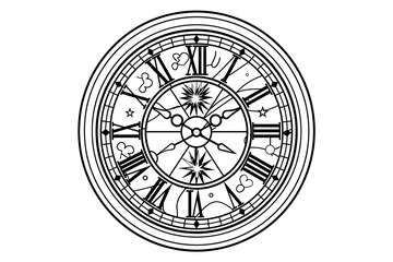 new year countdown clock outline