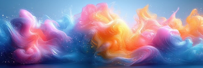 Swirling colors create a vibrant abstract composition, showcasing a fusion of shades in a captivating digital display, evoking movement and energy in a striking visual experience