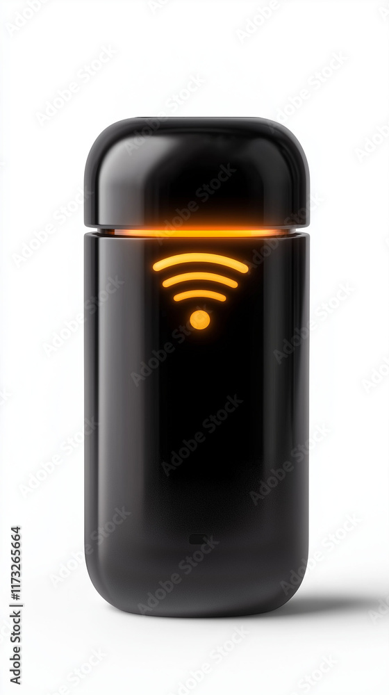 Poster wifi portable device range. high-tech travel wi-fi dongle featuring a glowing led and wireless conne