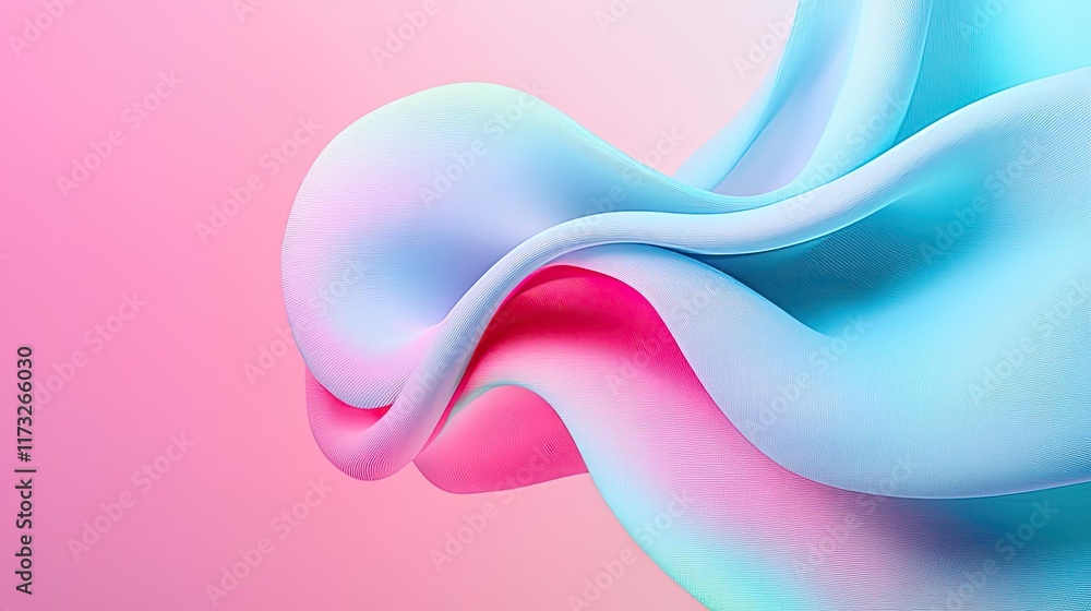 Poster soft abstract background idea. a vibrant blend of soft pink and blue waves creating a serene visual 