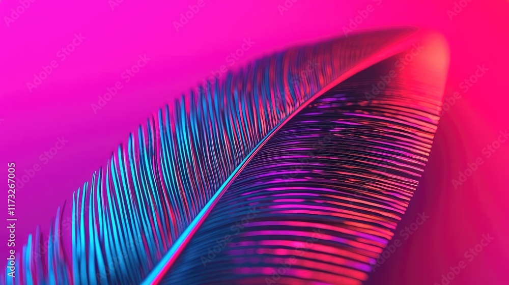 Poster feather abstract background idea. a vibrant feather showcasing stunning colors against a soft gradie