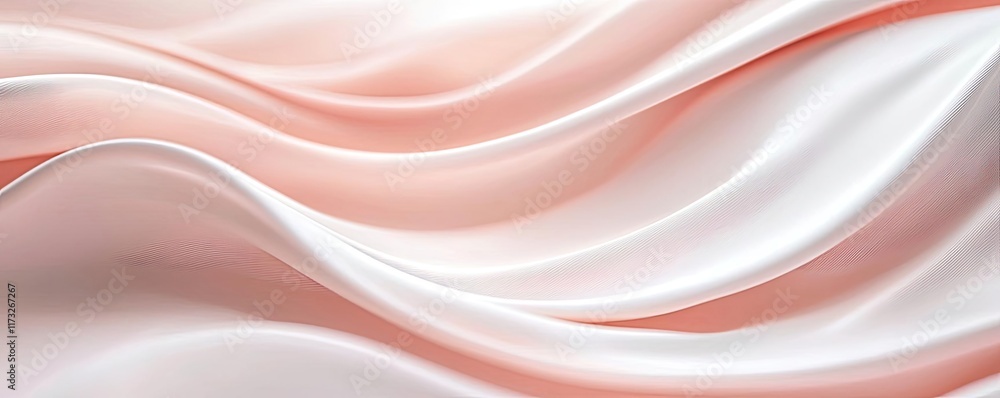 Poster soft abstract background idea. elegant silk fabric waves in soft pink and white hues create a soothi
