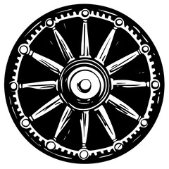Fototapeta premium Black ornate steering wheel design.