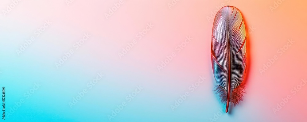 Poster feather abstract background idea. a vibrant feather resting against a colorful gradient backdrop, sh