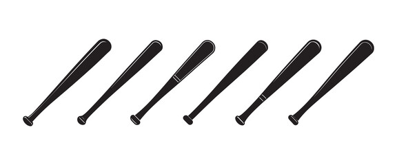 set of baseball silhouette, black and white silhouette, vector and illustration © 69creativedesigner