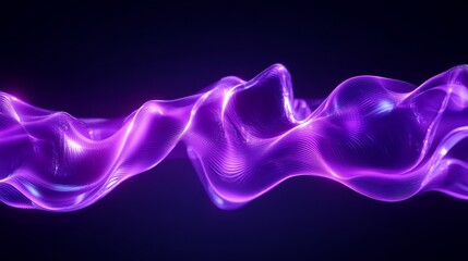 A glowing wave of purple light flows gracefully against a dark background, creating a mesmerizing visual effect.