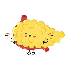 Pancreas laughs character. Vector hand drawn cartoon kawaii character illustration icon. Isolated on white background. Pancreas character concept