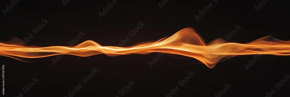 Poster Abstract fire wave flowing smoothly creating a mesmerizing visual effect on a dark background, ideal for conveying concepts of energy, warmth, and movement