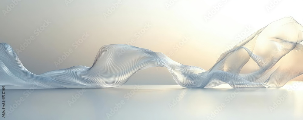Poster smoke abstract background concept. abstract wave of translucent fabric flowing elegantly in soft lig