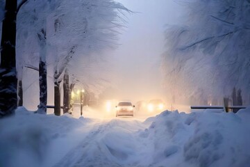 snowstorm heavy snowfall with strong winds reducing visibility t
