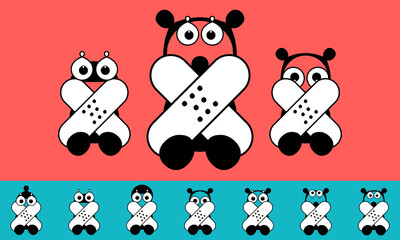 Illustration of children and teddy bears with bandages