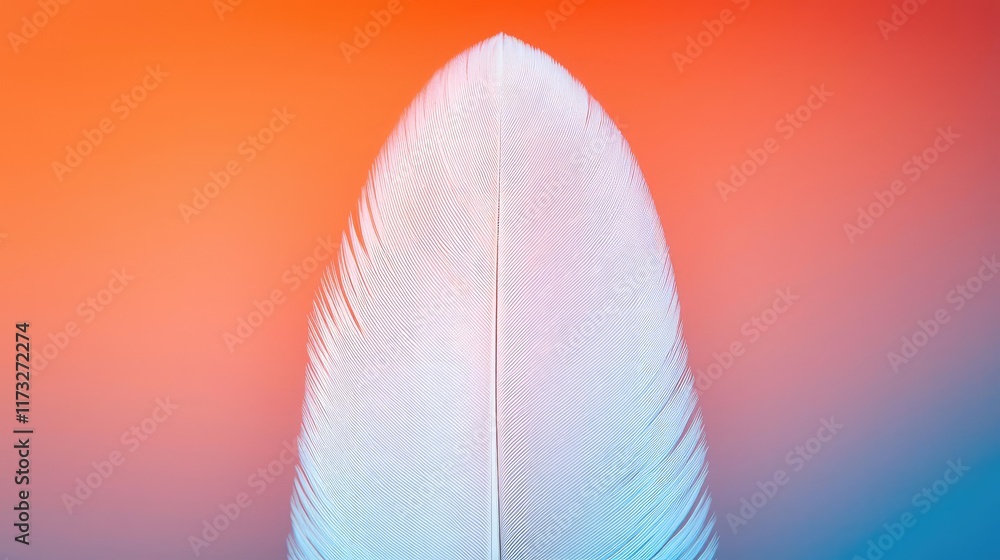 Poster feather abstract background idea. a close-up of a delicate feather set against a vibrant gradient ba