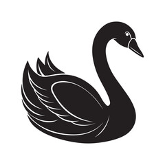 swan silhouette, black and white silhouette, vector and illustration