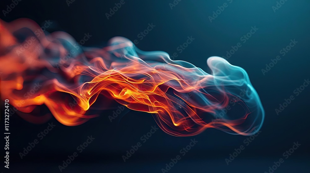 Poster smoke abstract background concept. abstract colorful flame waves with smooth and fluid motion on a d