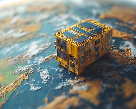 CubeSat satellite orbiting Earth.