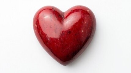 Obraz premium Red Painted Heart on White Background Symbolizing Love and Valentine's Day