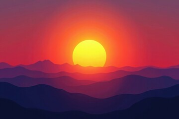 Fototapeta premium Abstract Sun Icon Set against a Gradual Sunset Backdrop, sky, light, visual effect