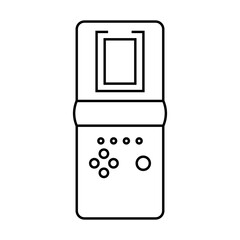 Illustration showing a black handheld game console icon on a white background