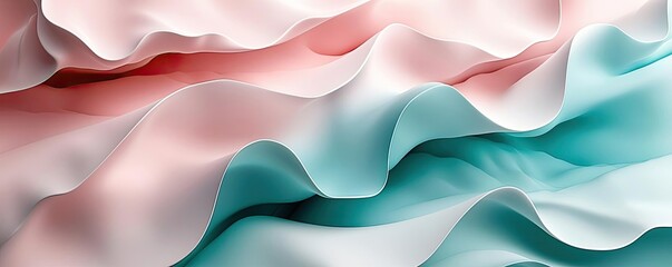 Obraz premium Soft abstract background idea. Abstract wavy fabric in soft pastel colors creating a serene visual experience.