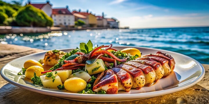Grilled Squid, Boiled Potatoes & Chard &ndash; Croatian Coastal Cuisine, Rovinj