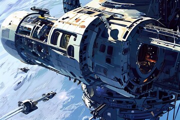 space station a detailed illustration of a space station with as