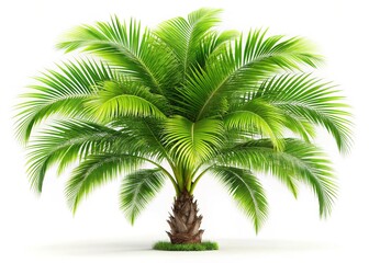 Fototapeta premium Tropical Palm Tree Isolated on White Background - Stock Photo
