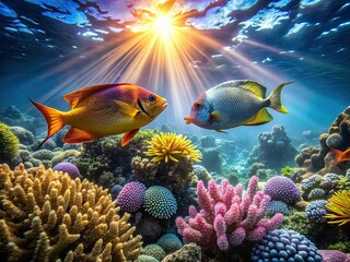 Two Fish Swimming in Crystal Clear Water, High Depth of Field