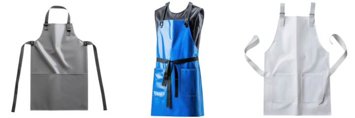 A collection of aprons in various colors, showcasing their unique designs and styles.
