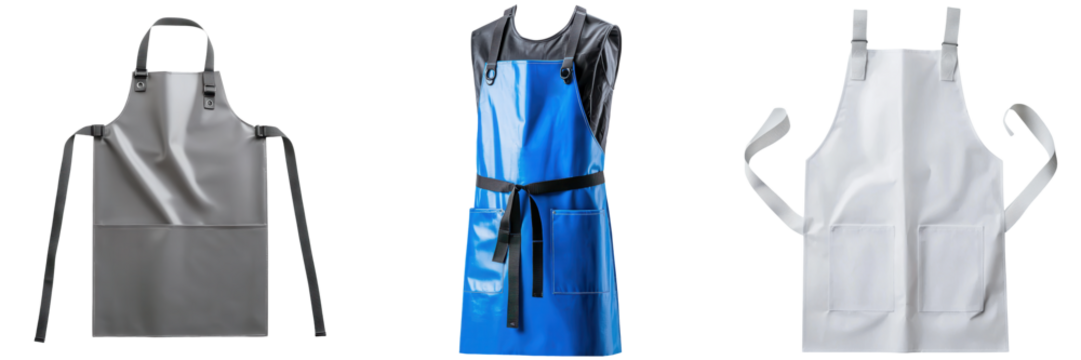 A collection of aprons in various colors, showcasing their unique designs and styles.