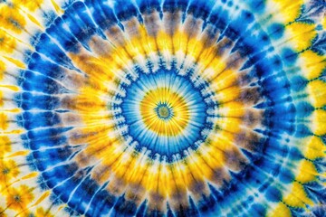 Vibrant Spiral Tie Dye Wallpaper Background in Yellow, Blue, and White - Seamless Texture