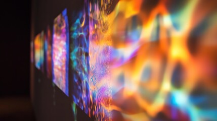 Colorful abstract light projections create a mesmerizing visual experience.