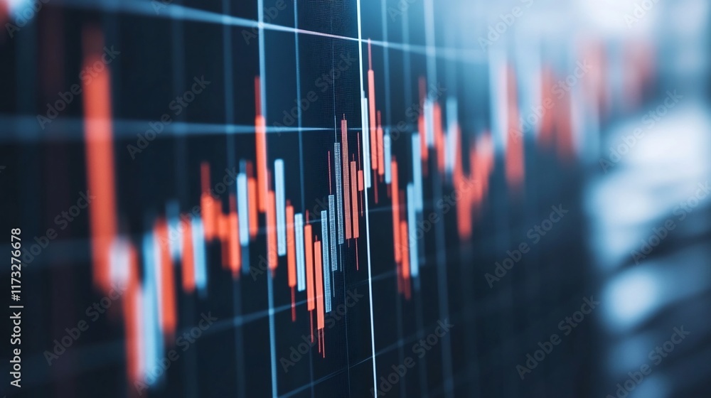 Poster futuristic digital financial chart breaking through screen with dynamic visual effects