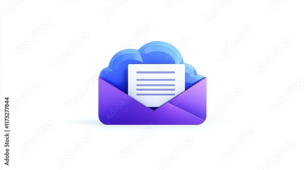 Poster a stylized email icon featuring a cloud and an envelope, representing digital communication and clou