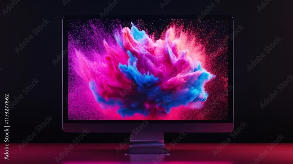 Aufkleber vibrant 3d tech graph soaring above desktop monitor with dynamic movement