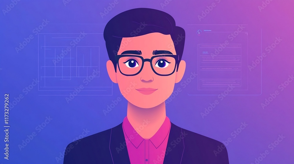 Poster avatar displaying emotional expressions in modern digital workspace