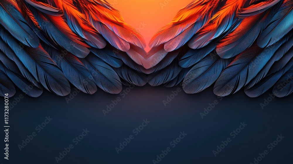 Poster feather abstract background idea. vibrant abstract composition featuring layered feather-like shapes