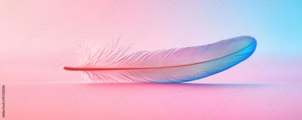 Poster feather abstract background idea. a delicate feather resting on a colorful background, showcasing be