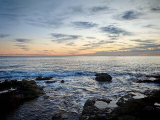 The dawn in the sky over the sea