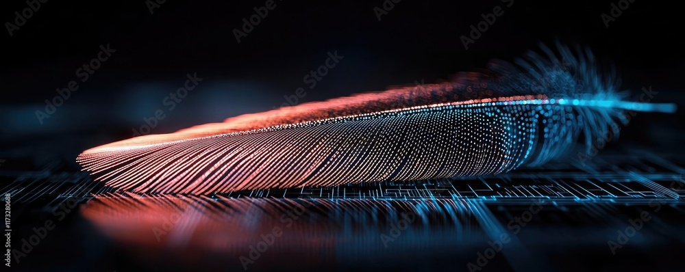 Poster feather abstract background idea. a stunning close-up of a colorful feather showcasing intricate det