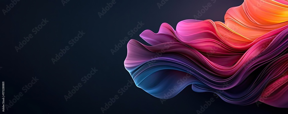 Poster soft abstract background idea. vibrant abstract wave design in purple and orange on a dark backgroun