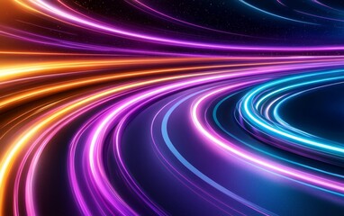 Abstract Neon Light Trails Speed Motion Blur Dynamic Curves Colorful Energy Futuristic Background