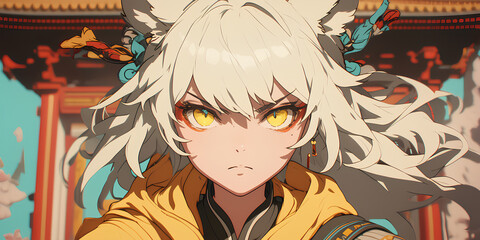 closeup cartoon character chinese illustration