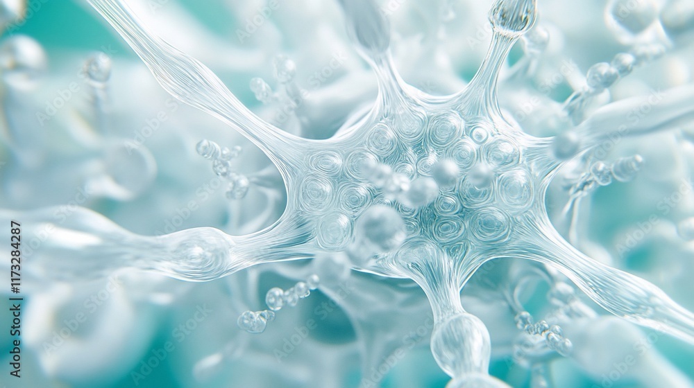 Poster Microscopic view of a neuron with its complex network of dendrites and synapses.