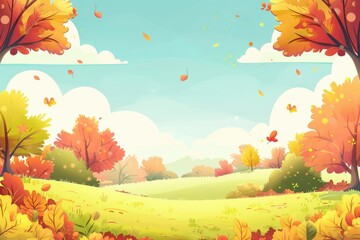 Autumn Landscape with Yellow and Orange Trees