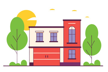 Building illustration vector on white background

