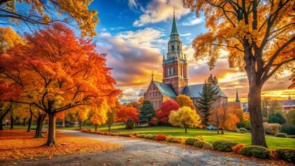 Helsinki Old Church Park Autumn Scenery - Historic Landmark Photography