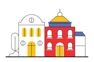 Fototapeta premium Building illustration vector on white background