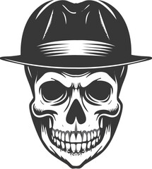 Skull with Fedora Illustration
