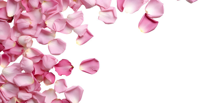 Top view pink rose petals background